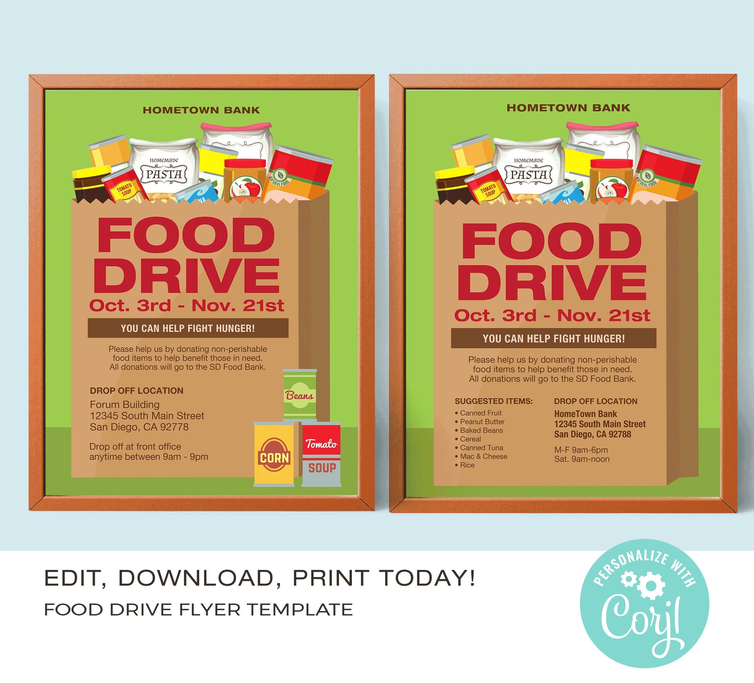 Food Drive Flyer Template Canned Food Drive Flyer EDITABLE  Etsy Pertaining To Food Drive Flyer Template