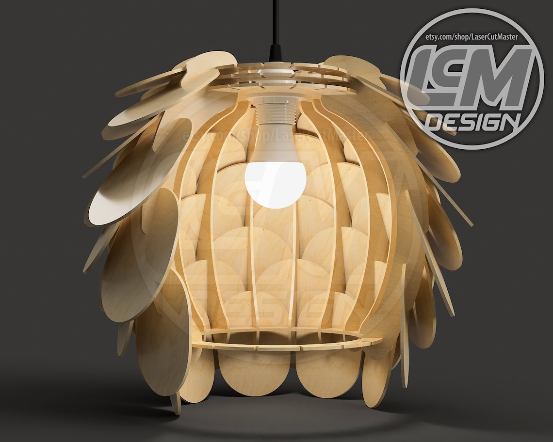 Laser cut lamp template Laser Cut Pinecone Lamp shade Etsy
