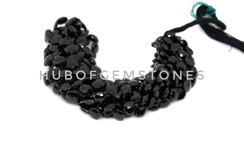 Black Tourmaline Faceted Heart Beads Heart Shape Beads Straight Drill Beads AA Grade Beads Black Tourmaline Faceted Heart Beads