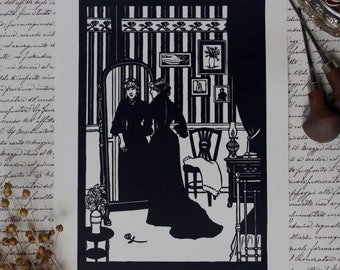 La Psique. Linograbado impreso a mano. 1900. Bella Époque.