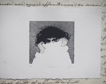 Estampe taille douce Hidden. Tetrapak print. Intaglio print.