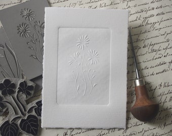 Daisy embossing. Embossed paper Daisy. Paper art. Month Birth flower