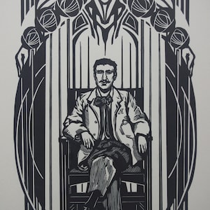Charles Rennie Mackintosh. Linocut. Linocut. Hand printed. Glasgow