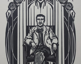 Charles Rennie Mackintosh. Linocut. Linocut. Hand printed. Hand-printed. Glasgow