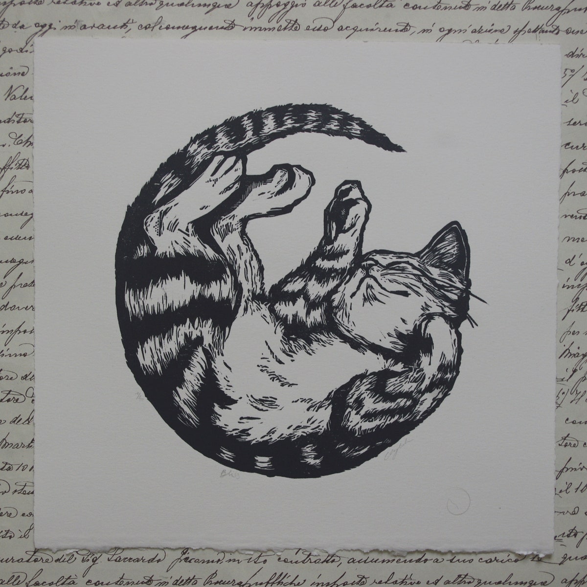 Art - Hand-printed Linocut. Cat. - Etsy