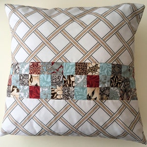 William Morris patchwork cushion - 100% cotton cover with an envelope back and includes cushion pad, handmade in Norfolk, home decor