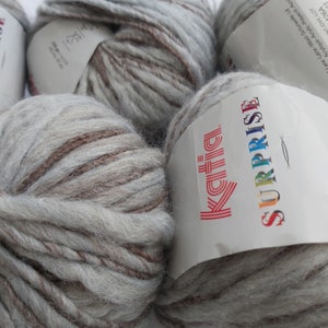 Katia Surprise knitting yarn - various packs - wool blend thick and think chunky yarn - rare find - 50g balls - wool rich- superb effect