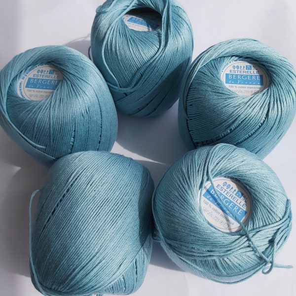 Bergere de France Esterelle 5 x 50g balls - 100% cotton - shade 23970 -  fingering weight - blue - all same dye - knitting and crochet