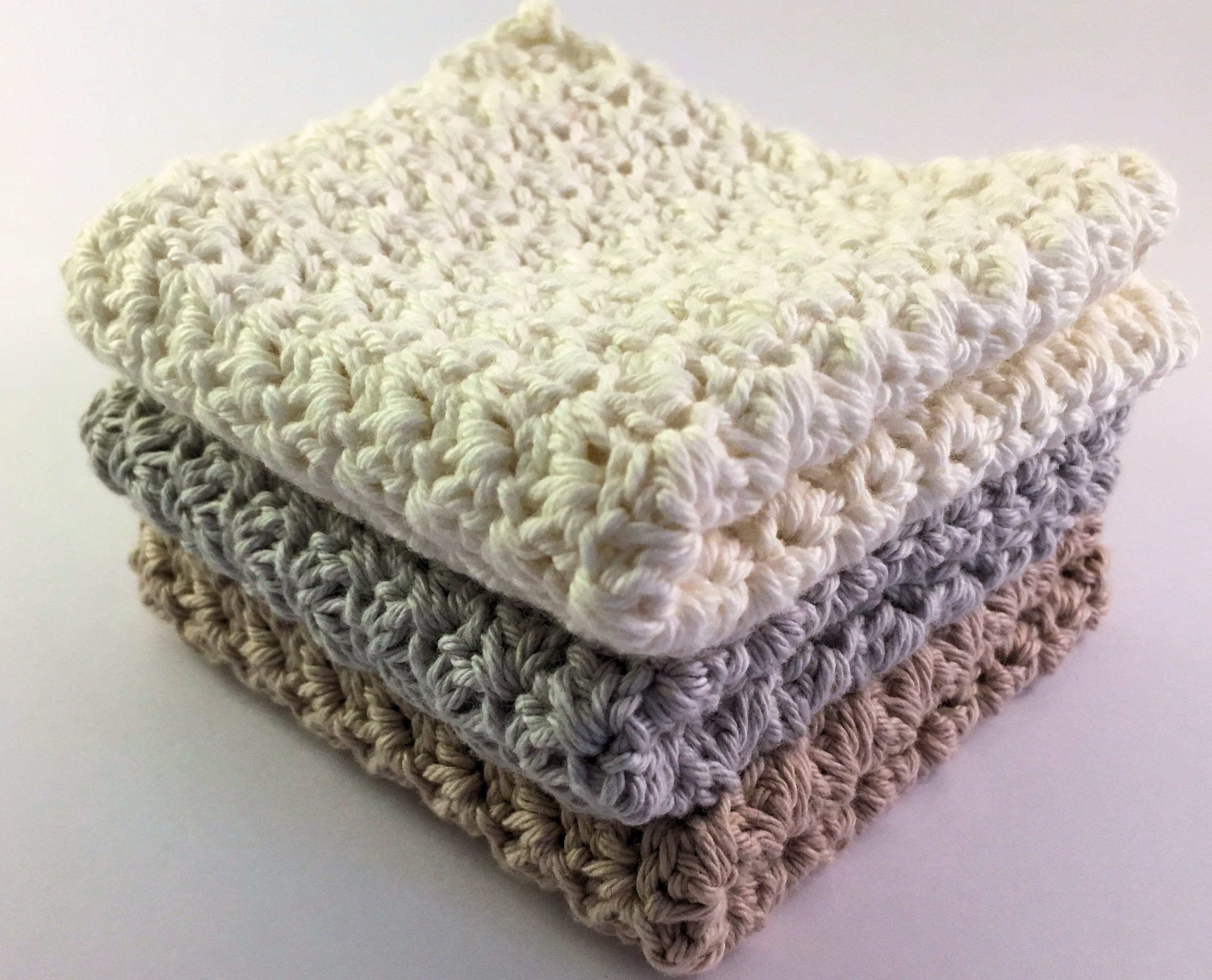 Crochet Cotton Face Cloths in Natural Colours Pure Cotton Etsy UK