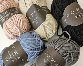 Rowan Four Seasons - a smooth cotton blend yarn for all seasons, 50g balls aran weight yarn for  garments, accessories RRP 4.60