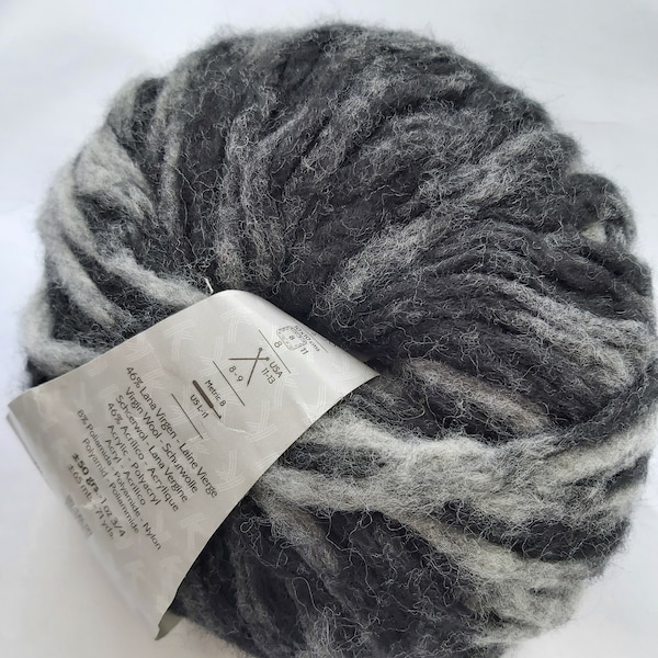 Katia Kilt knitting yarn - 3 x 50g balls of shade 50 black & grey - wool blend chunky - 8 to 9mm needles - would make a great scarf etc