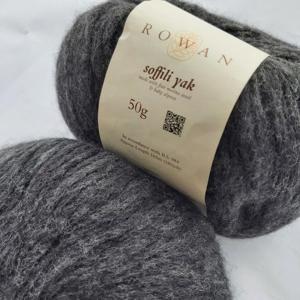 Rowan Soffili Yak  shade 5 dark charcoal - 50g balls  - luxury wool, baby alpaca & yak - a premium knitting yarn - aran yarn on 5mm needles