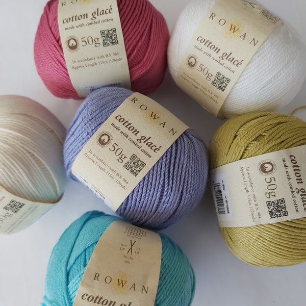 Rowan Cotton Glace cotton yarn - assorted shades - 50g balls 100% cotton, 115 metres per ball perfect for knitting & crochet summer projects