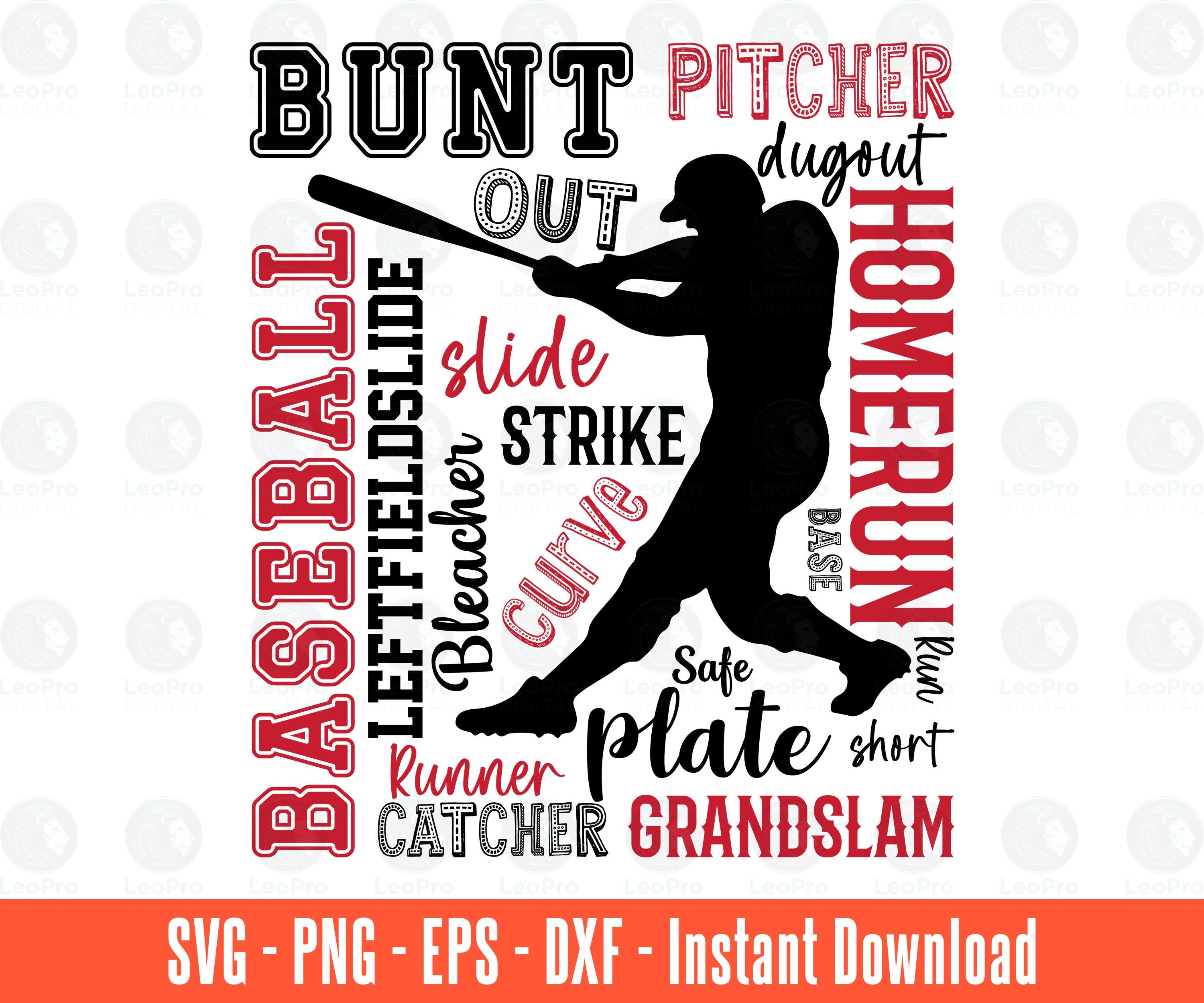 Baseball Typography Word Art Svg Png Eps Dxf - Instant Download ...