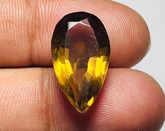 Faceted Smoky Quartz Pear Stone: Handmade Gemstone, 11 Ct (20X11X8 mm)