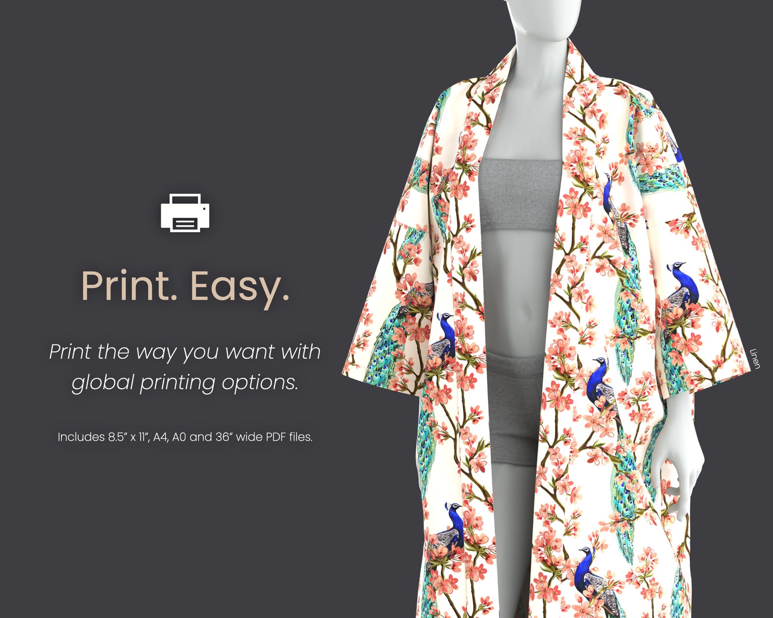 Duster Kimono Printable Sewing Pattern Style TW3 Etsy
