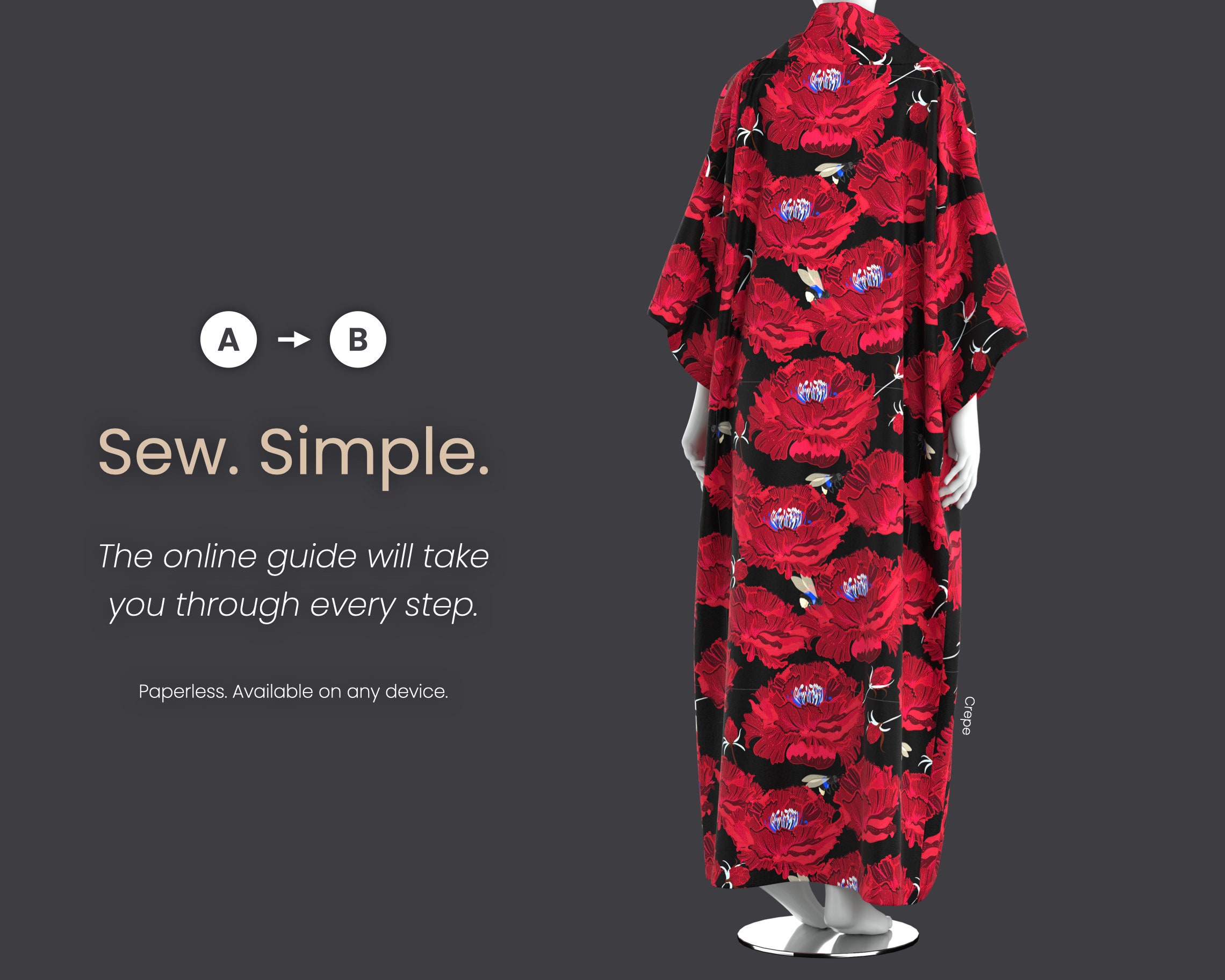 Duster Kimono Printable Sewing Pattern Style TW76 Etsy