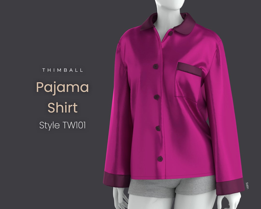 Pajama Shirt Printable Sewing Pattern Style TW101 Etsy