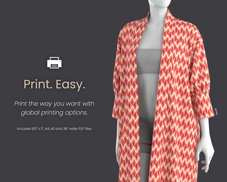 Duster Kimono Printable Sewing Pattern Style TW63 Etsy Australia