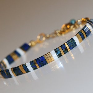 bracelets for women, tila bracelet, beaded bracelet, handmade jewelry, cobalt bracelet, boho bracelet, glass bead bracelet, tila beads, gift