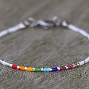 subtle pride bracelet, LGBT bracelet, discreet pride, beaded bracelet, LGBTQ bracelet, rainbow bracelet, subtle pride jewelry, pride gift image 9