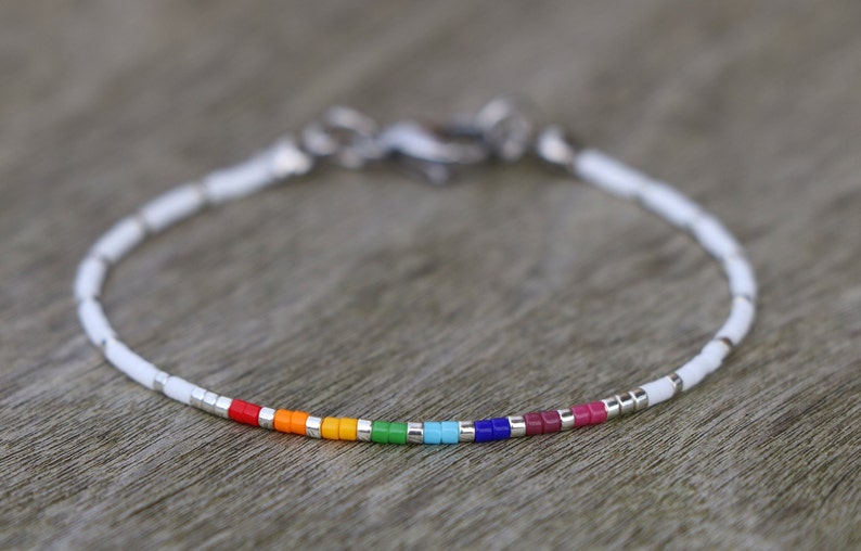 subtle pride bracelet, LGBT bracelet, discreet pride, beaded bracelet, LGBTQ bracelet, rainbow bracelet, subtle pride jewelry, pride gift image 9