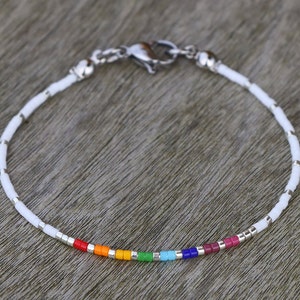 subtle pride bracelet, LGBT bracelet, discreet pride, beaded bracelet, LGBTQ bracelet, rainbow bracelet, subtle pride jewelry, pride gift image 8