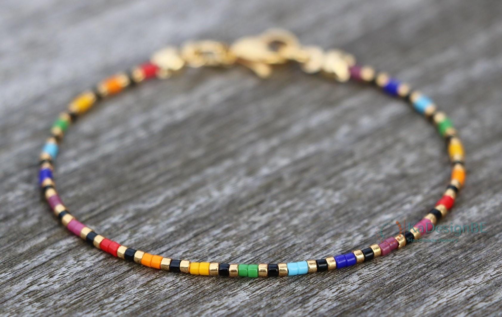 pride bracelet, LGBTQ bracelet, subtle pride, discreet pride, beaded bracelet, pride bracelets for women, tiny LGBT bracelet, pride gift