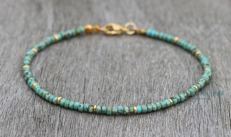 turquoise anklet, gold turquoise ankle bracelet, anklets for women, beaded anklet, surfer anklet, turquoise beaded anklet, wedding anklet