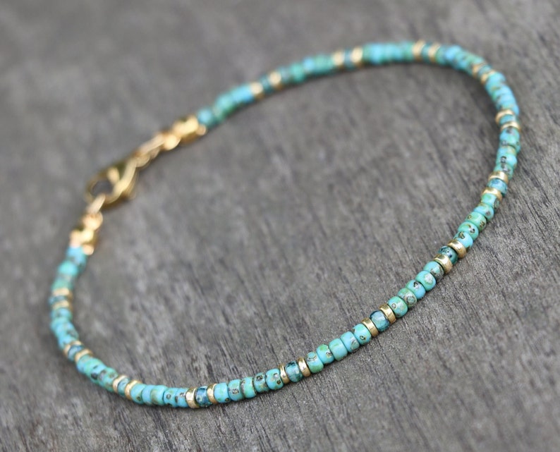 turquoise necklace, gold turquoise jewelry, necklace for women, beaded necklace, turquoise beaded necklace, small necklace, miyuki necklace image 8