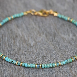 turquoise necklace, gold turquoise jewelry, necklace for women, beaded necklace, turquoise beaded necklace, small necklace, miyuki necklace image 1