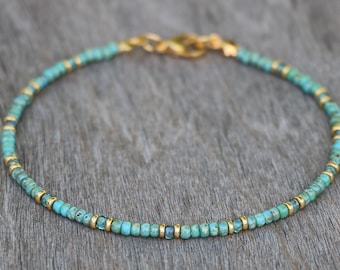 turquoise necklace, gold turquoise jewelry, necklace for women, beaded necklace, turquoise beaded necklace, small necklace, miyuki necklace