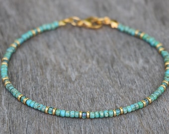 turquoise anklet, gold turquoise ankle bracelet, anklets for women, beaded anklet, surfer anklet, turquoise beaded anklet, wedding anklet