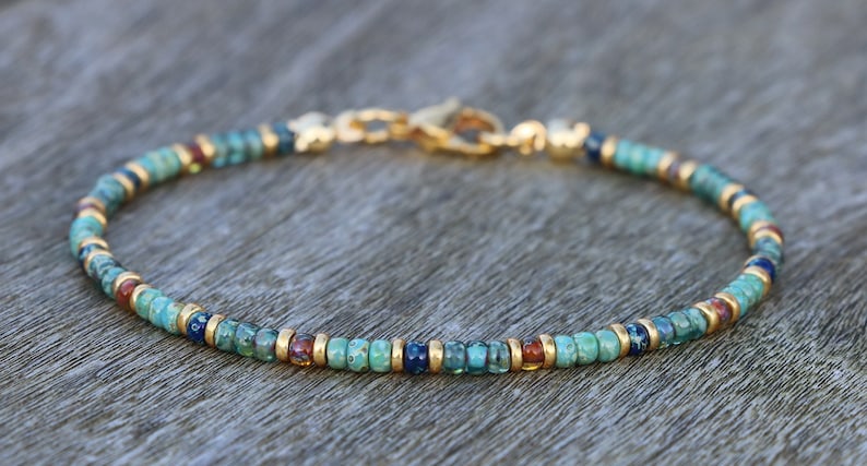 bracelets de cheville pour femmes, bracelet turquoise, bracelet délicat, turquoise doré, bracelet femme, bracelet en perles de verre, bracelet surfeur, bracelet de plage image 2