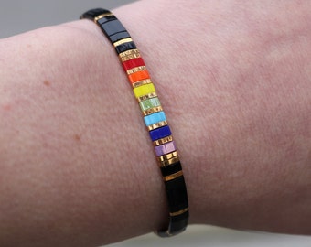 pride bracelet, rainbow bracelet, subtle pride,  LGBTQ bracelet, pride jewelry, jewelry gift, trans pride, bisexual pride, asexual pride