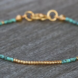 Elegant Natural Turquoise and Gold Bracelet main image 1