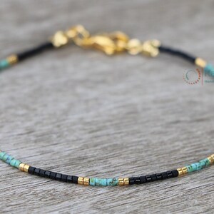 Beaded bracelet for women - turquoise Miyuki anklet custom size - minimalist bracelet, dainty layering bracelets, custom anklet, stackable