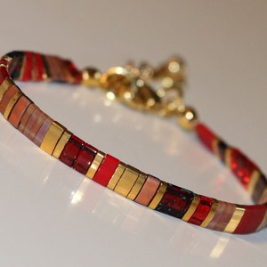tila bracelets for women, beaded bracelets, dainty bracelet, tila beads, handmade jewelry, red bracelet, glass beads, trendy, gift mom, boho