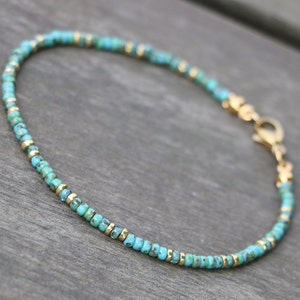 turquoise necklace, gold turquoise jewelry, necklace for women, beaded necklace, turquoise beaded necklace, small necklace, miyuki necklace image 4