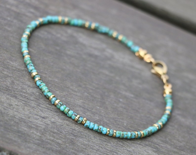 turquoise necklace, gold turquoise jewelry, necklace for women, beaded necklace, turquoise beaded necklace, small necklace, miyuki necklace image 4