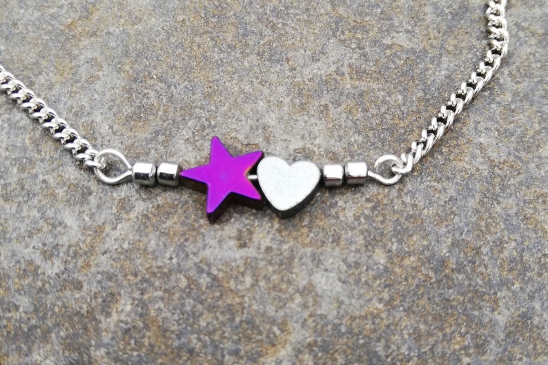 celestial body Sweet 16 gift for woman hema boob jewelry Star Heart bracelet purple black stainless steel minimalist jewellery