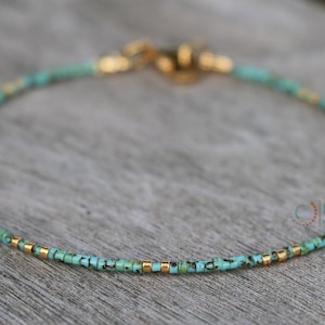 Fußkettchen für Damen, Perlenarmbänder, türkisfarbenes Fußkettchen, handgefertigter Schmuck, personalisiertes Armband, Fußkettchen für Damen, zierliches Armband