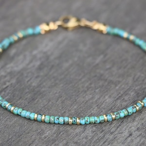 turquoise necklace, gold turquoise jewelry, necklace for women, beaded necklace, turquoise beaded necklace, small necklace, miyuki necklace image 7