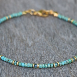 turquoise necklace, gold turquoise jewelry, necklace for women, beaded necklace, turquoise beaded necklace, small necklace, miyuki necklace image 10