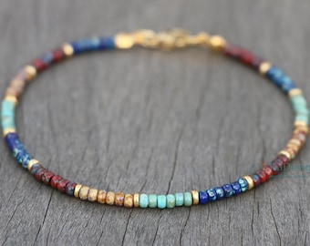 Buntes Fußkettchen, Fußkettchen für Damen, Boho-Perlenfußkettchen, ethnisches Fußkettchen, wasserfestes Fußkettchen, Festival-Fußkettchen, Strand-Fußkettchen, Geschenk für Surfer