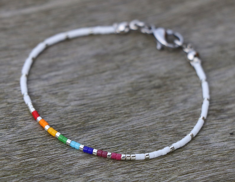 subtle pride bracelet, LGBT bracelet, discreet pride, beaded bracelet, LGBTQ bracelet, rainbow bracelet, subtle pride jewelry, pride gift image 3