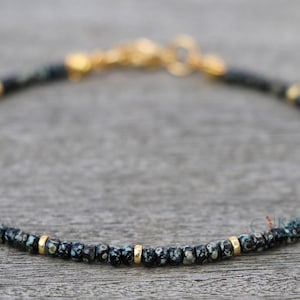 anklet for women, handmade ankle bracelet, dainty anklet boho style, black gold, glass beads, minimalist, custom anklet, beaded jewelry