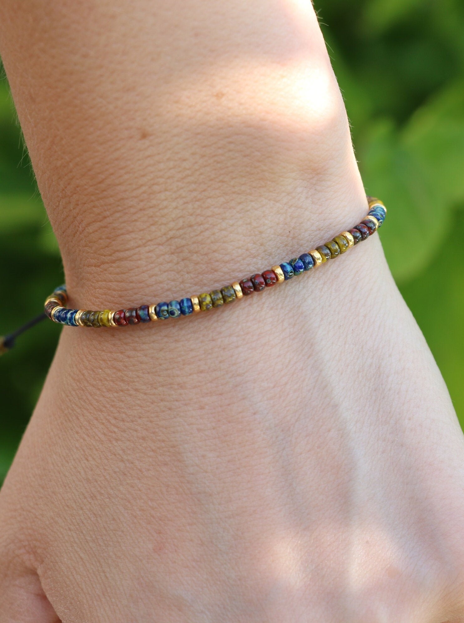 Adjustable friendship bracelet string tiny bead bracelet Etsy