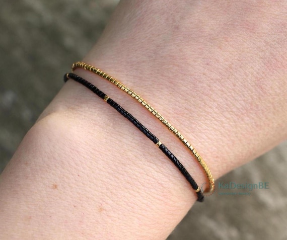 Black Gold Bracelets for Women and Men, Minimalist Bracelet 