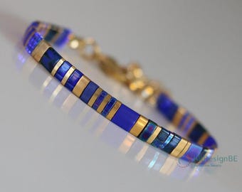 tila bracelets for women, beaded bracelet, cobalt blue jewelry, tila beads, dainty bracelet, japanese, dainty jewelry, handmade jewelry gift